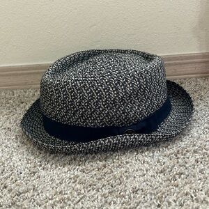 Goorin Bros Black Cream Woven Laying Low Fedora Men's Hat Size Small Paper Blend